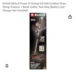 Einhell AGILLO Power X-Change 36-Volt Cordless Grass String Trimmer + Brush Cutter, Tool Only (Battery and Charger Not Included)