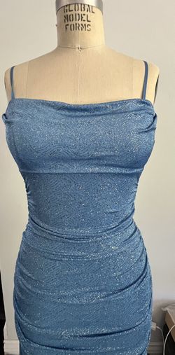 Glitter Glinky Spaghetti Strap Dress - Blue