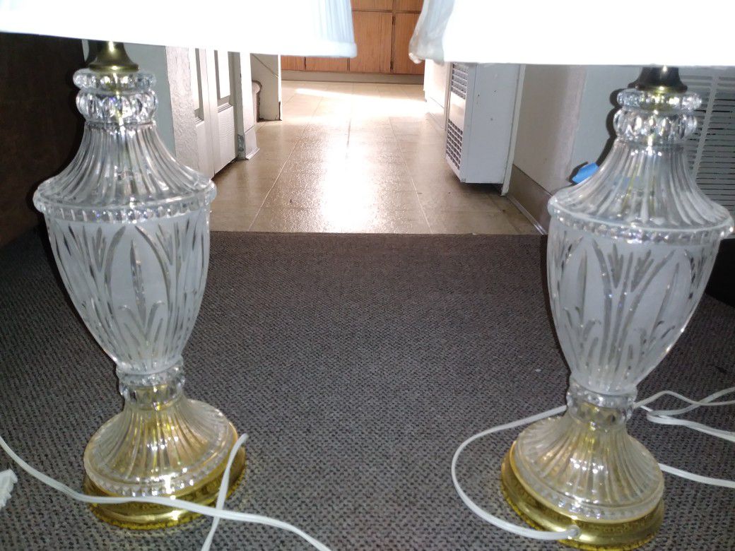 2 matching crystal and Gold lamps 20 for both