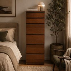 IKEA Malm 6 Drawer Dresser With Vanity Mirror 48.5”H 15.5”W 19”D