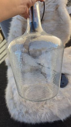Pair of Hammered Glass Bottle Pendant Lights