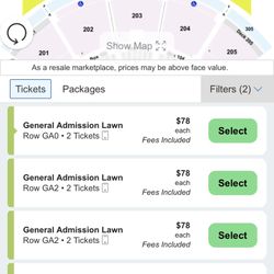 Offspring, New Found Glory and Jimmy Eat World Lawn Tickets X 2