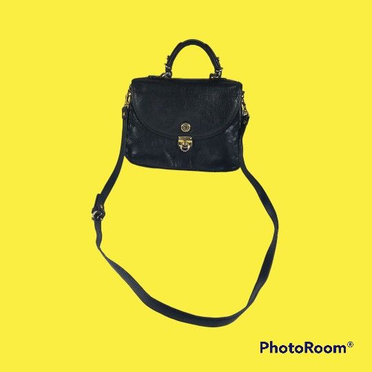 Womens Black Rachelle Collection Purse Faux Leather Shoulder Bag w/handle 3 Compartments 12" X 9" X 4"