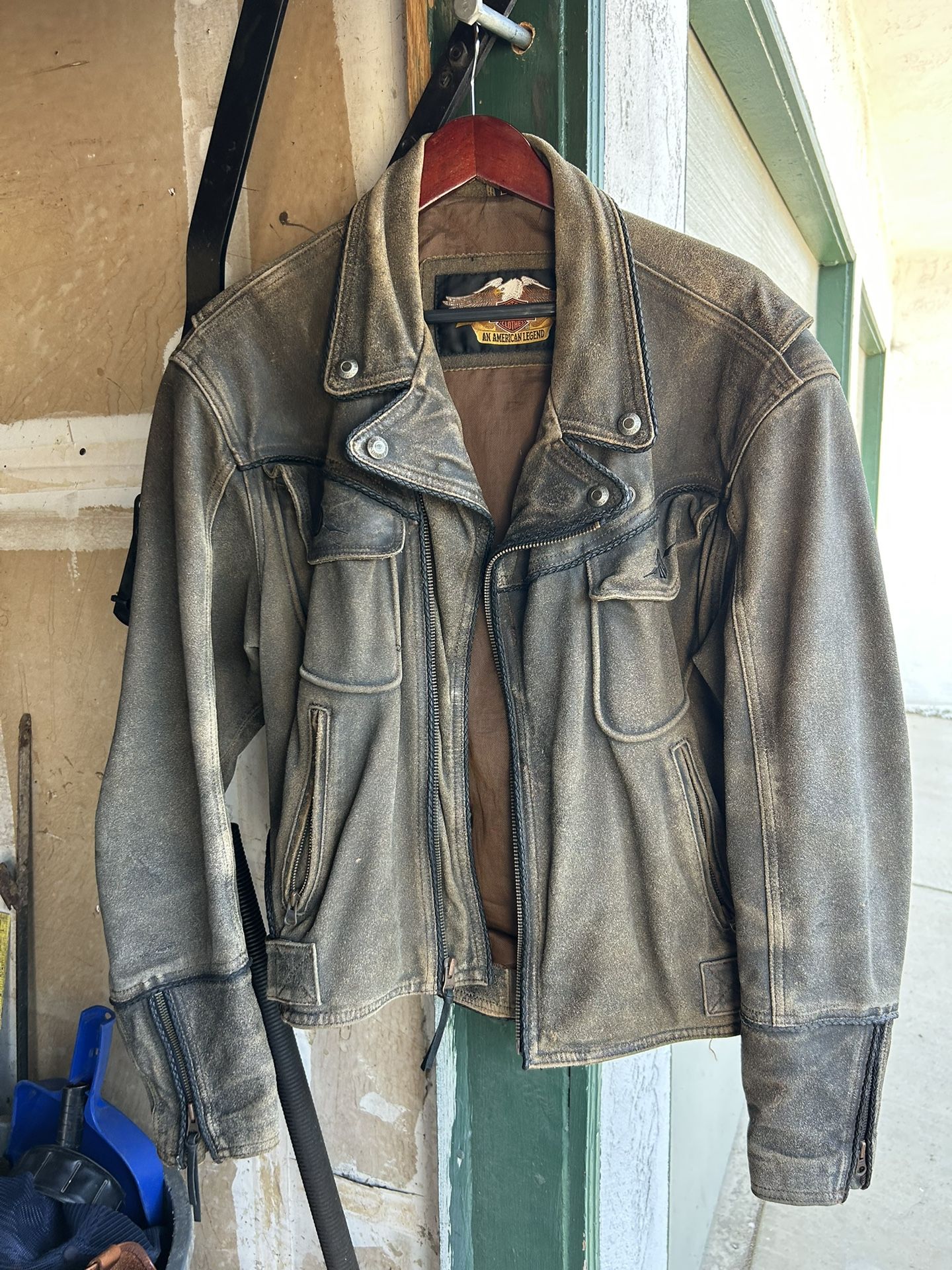Distressed leather suede Harley Davidson jacket
