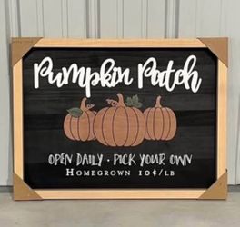 New PUMPKIN PATCH Farmhouse Framed FALL Wall Art Wood Sign PORCH DECOR