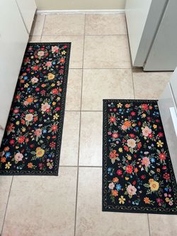 black foral kitchen mat set l