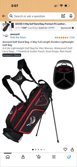 Anncord Golf Stand Bag, 4 Way Full Length Dividers Ligthweight Golf Bag 4.4 Lbs Lightweight Golf Bag for Men Women, Waterproof Golf Carry Bags , 7 Poc