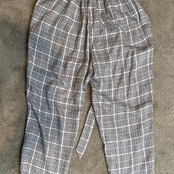American Eagle paper bag high waist wide leg checkered pants
