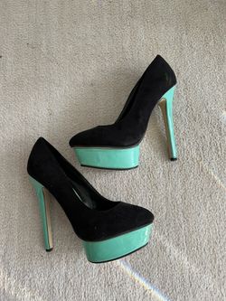 Black and Turquoise High Heels