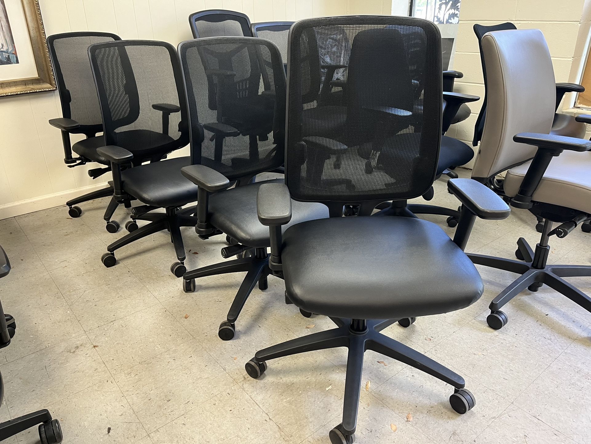 $175.00 Each : One AllSteel Mesh Back Task Arm Chairs, Vinyl Seat