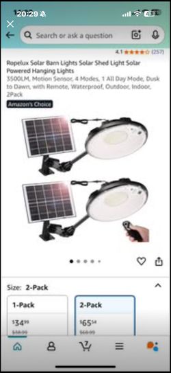 Ropelux Solar Barn Lights Solar Shed Light Solar Powered Hanging Lights 3500LM, Motion Sensor, 4 Mod