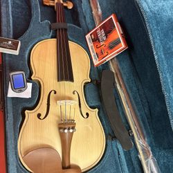 Nice Blonde Wood Violin with New Bow, Digital Tuner, Shoulder Rest, Extra Strings $180 Firm