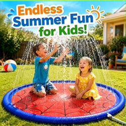 68 inches Splash Pad for Kids & Dogs, Upgrade Non-Slip Thicken Backyard Sprinkler Water Pad, Toddler Sprinkler Pool, Summer Outdoor Water Toys