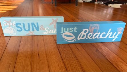 Set of 2 Coastal Beach Signs 12”x 3”1/2 $5 for both