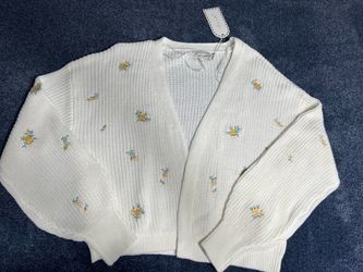 Luna x Sol Floral Embroidered Cardigan sweater new with tags
