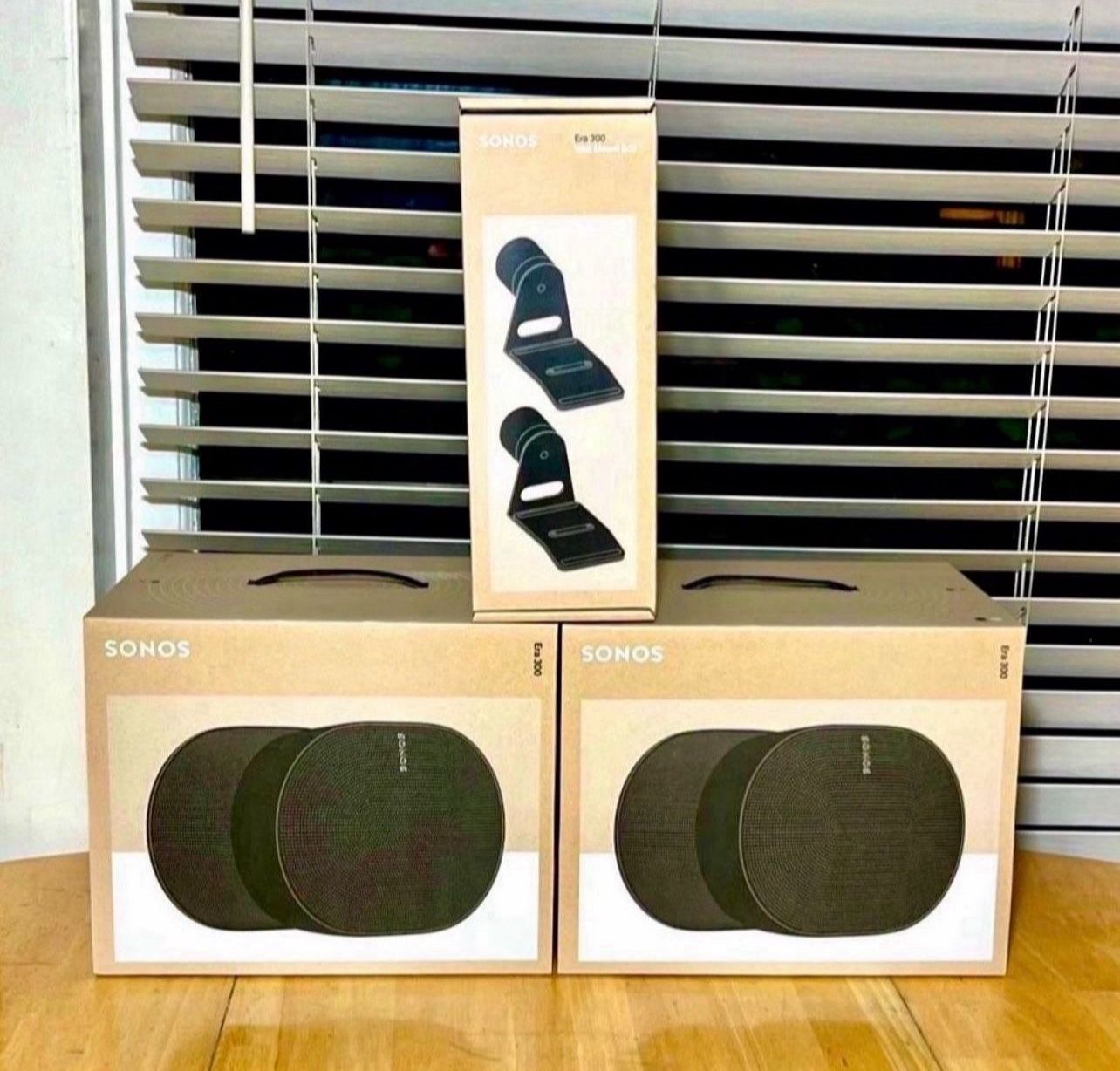Sonos Wall Mounts are intended.   2 x Sonos Era 300 (Black) + 1 (Pair) Sonos Era 300 Wall Mounts (Black). Brand New Sealed.  Includes Warranty.  