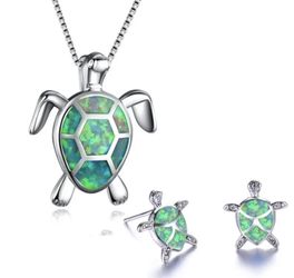 New Green Fire Opal Earring And Necklace Gift Set