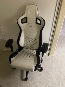 Noble Chairs Epic White Gaming or Office Chair - Great Condition (moving)! Upgraded skate wheels!