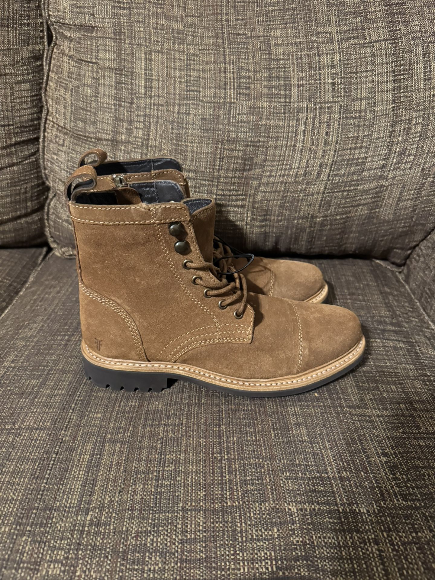 Frye Russell Mens Tan Leather Suede Cap Boots