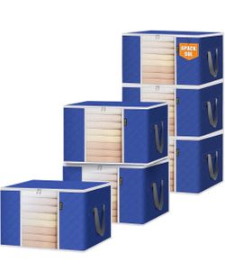 BALEINE 6 Pack Clothes Storage Bags, 24 Gallon Storage Containers with Reinforced Handle, Sturdy Zipper, Closet Organizer for Blanket, Comforter, Pill