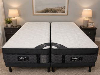 Premium Puffy Monarch hybrid mattresses feature a split king configuration.