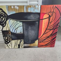 Modern Patchwork Vibrant Oversized Abstract Canvas Painting by Dylan (60x48) Wall Art