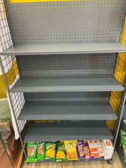Gray Metal Retail Display Shelf Unit