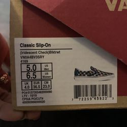 Iridescent Checkered Slip On Vans