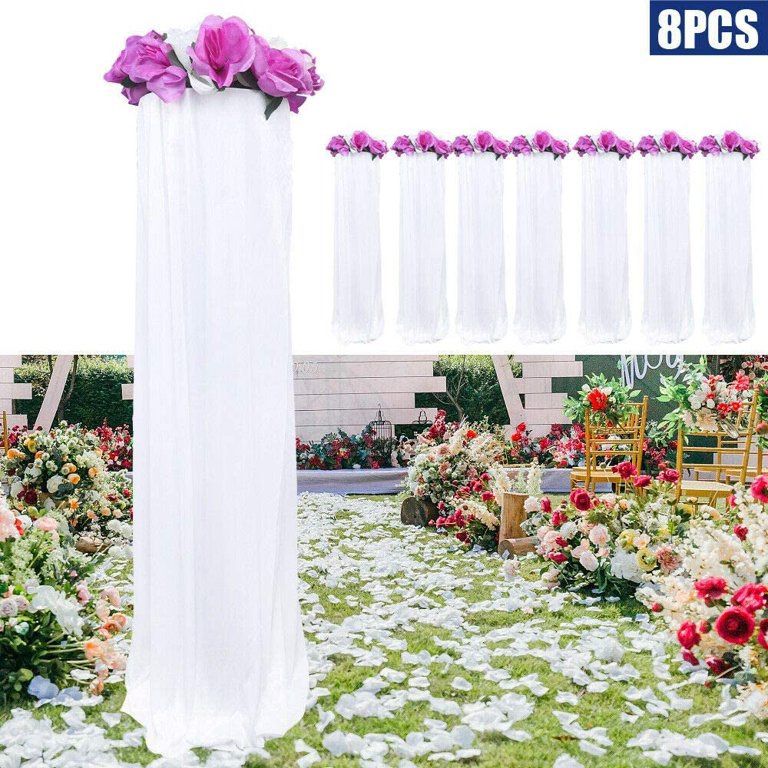 Road Lead 8 Pcs Plastic Flower Column Stand, Wedding Columns Holds with Cloth Cover for Anniversary Ceremony Party Birthday Event