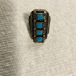 FLORENTA 1970s FAUX TURQUOISE RING - ADJUSTABLE - $10 Not Silver