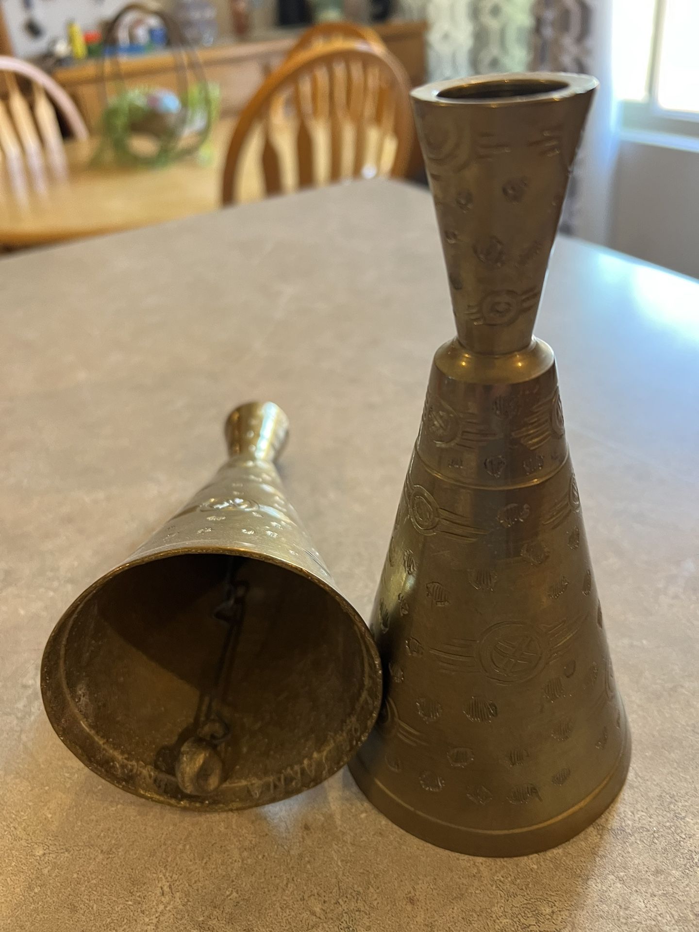 Mid-Century Modern Brass Candle Holder Bells