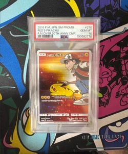 2018 Pokemon Japanese SM-P Promo Red's Pikachu 20th Anniversary psa 10