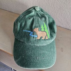 Green Embroidered Bear Baseball Cap