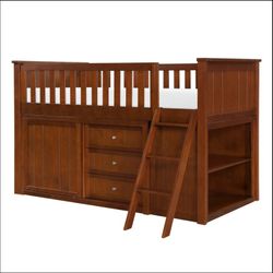 Low Loft Bunk with Bookcase and Dresser 💥 furniture