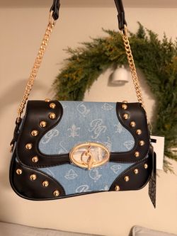 Baby Phat Denim and Black Studded shoulder Bag