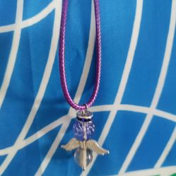 Angel Necklace On Purple Chain