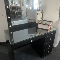 Blk Gloss Vanity WTH LED Lights 