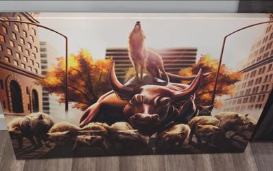 "Wolf and Bull Wall Street" Canvas Wall Decor