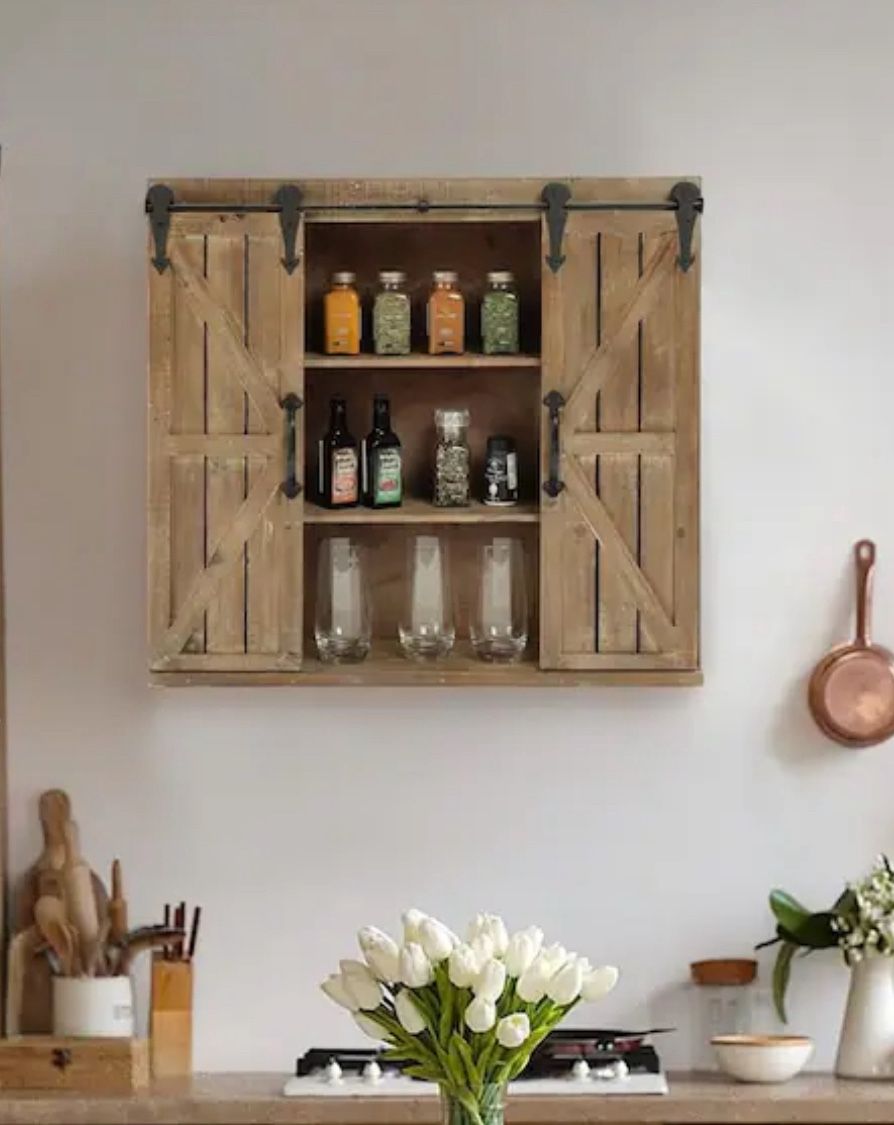 High-End Furniture Sale | 30–60% Off | Wood Farmhouse Storage Wall Cabinet