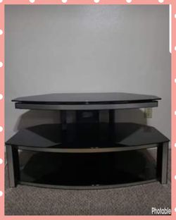 Metal and glass TV stand