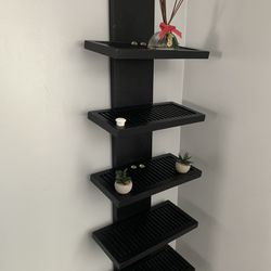 Black 5 Tier Shelf Leaning Wall Shelf