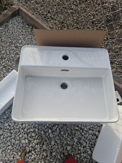 White Ceramic Rectangular Bathroom Sink
