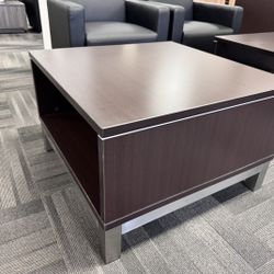 New - Cubed Coffee Table With Brushed Metal Base 