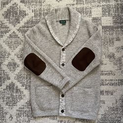 Orvis Men’s Shawl Collar Cardigan Sweater Size Medium – Chunky Knit Wool Blend