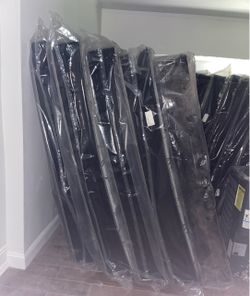 Black Metal Bed Frames in Plastic Wrap