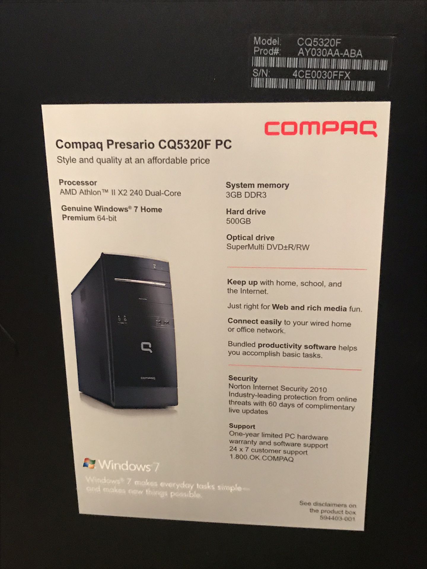 Compaq desktop pc everything included