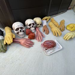 Halloween Decoration - Skulls, Severed Arms, Hanging Zombie 