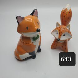 Set Of Ceramic Foxes 