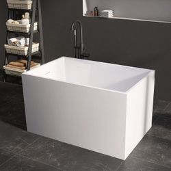 NEW Tidal 43'' Freestanding Soaking Bathtub With Seat Acrylic Freestanding Tub