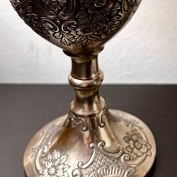 Vintage Silver-Plated Floral Goblets - Pair